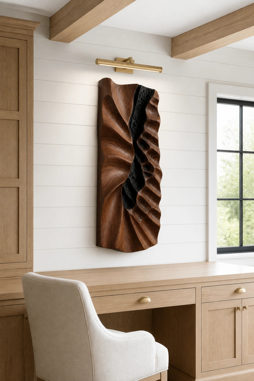 Carved Wood Wall Relief Art | Charred Accent Panel