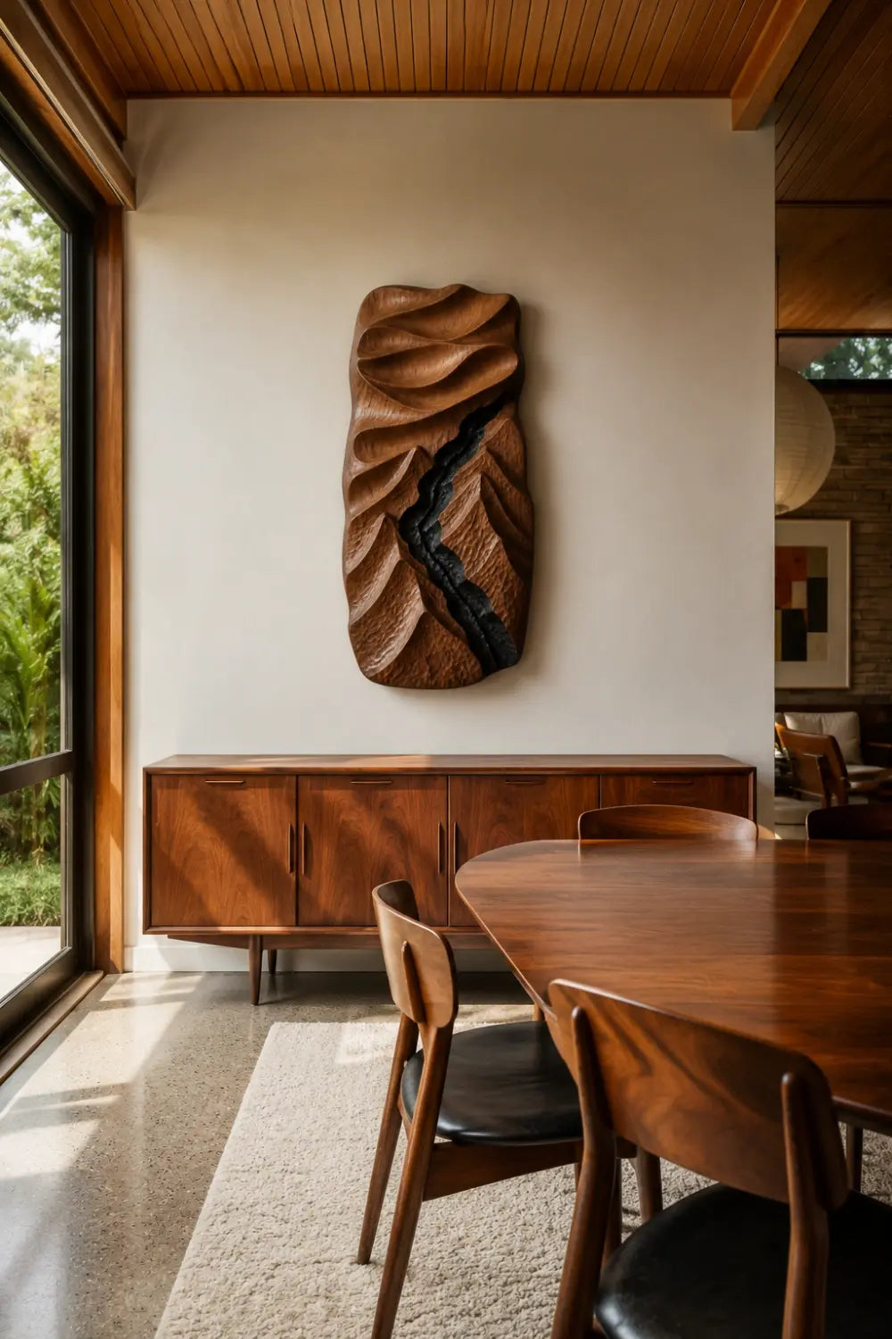 3D Wood Canyon Wall Relief | Carved Topographic Panel