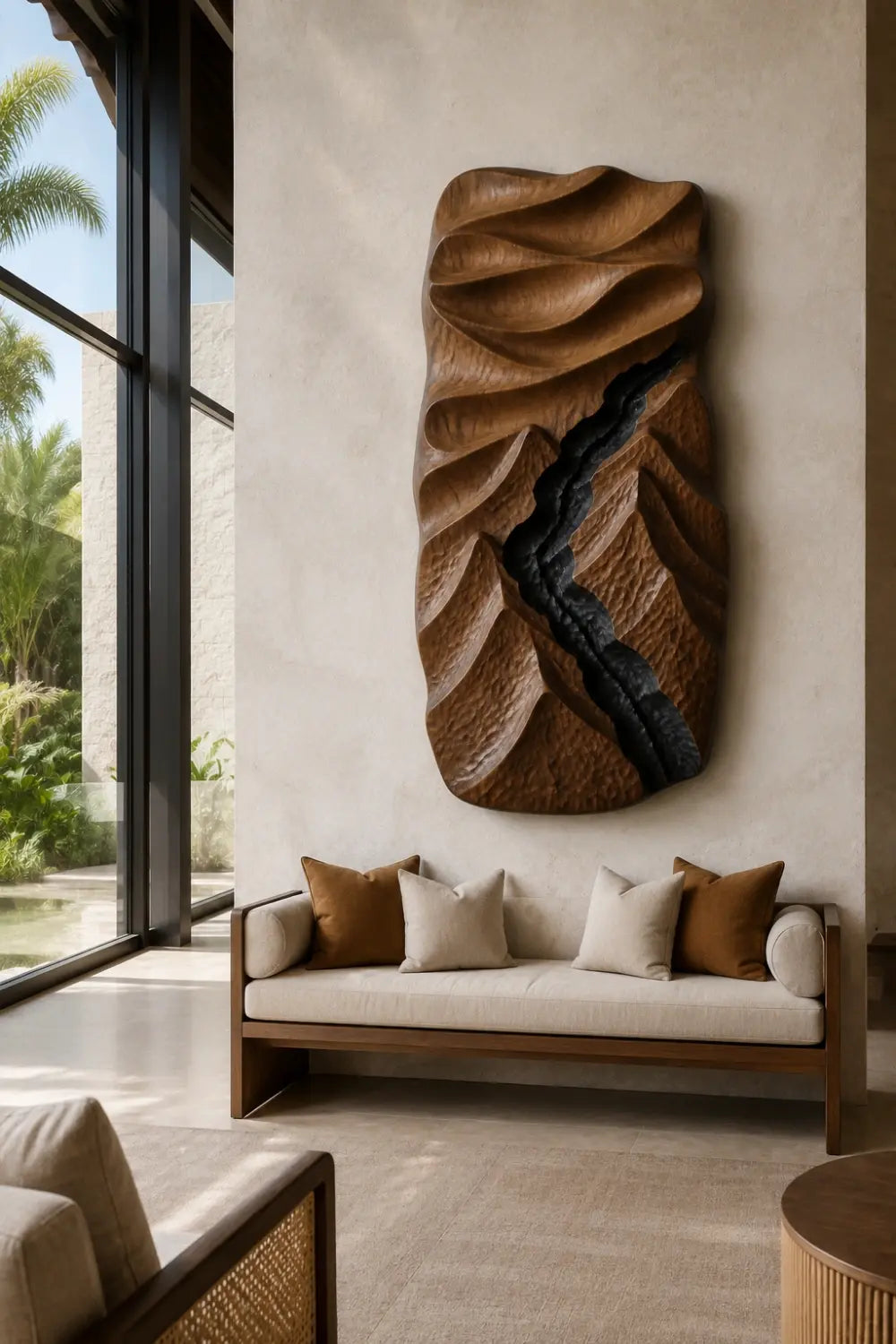 3D Wood Canyon Wall Relief | Carved Topographic Panel
