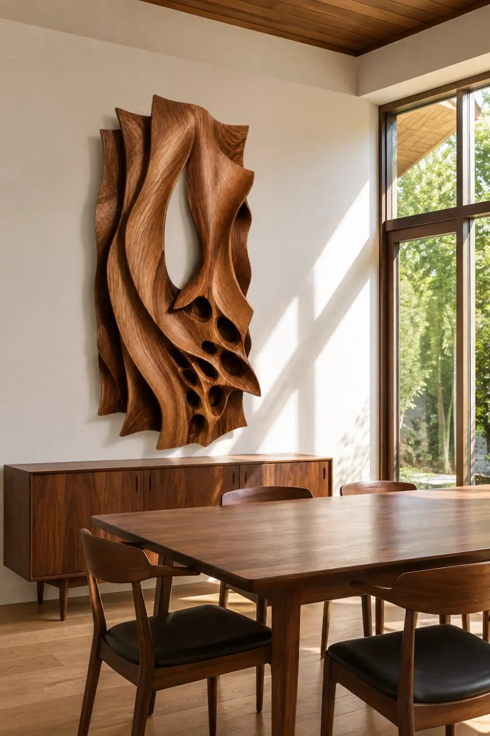 3D Organic Wood Wall Relief | Hollow Sculptural Panel