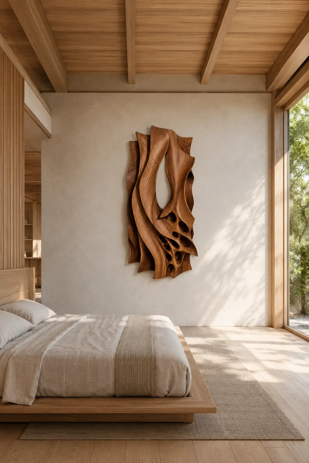3D Organic Wood Wall Relief | Hollow Sculptural Panel