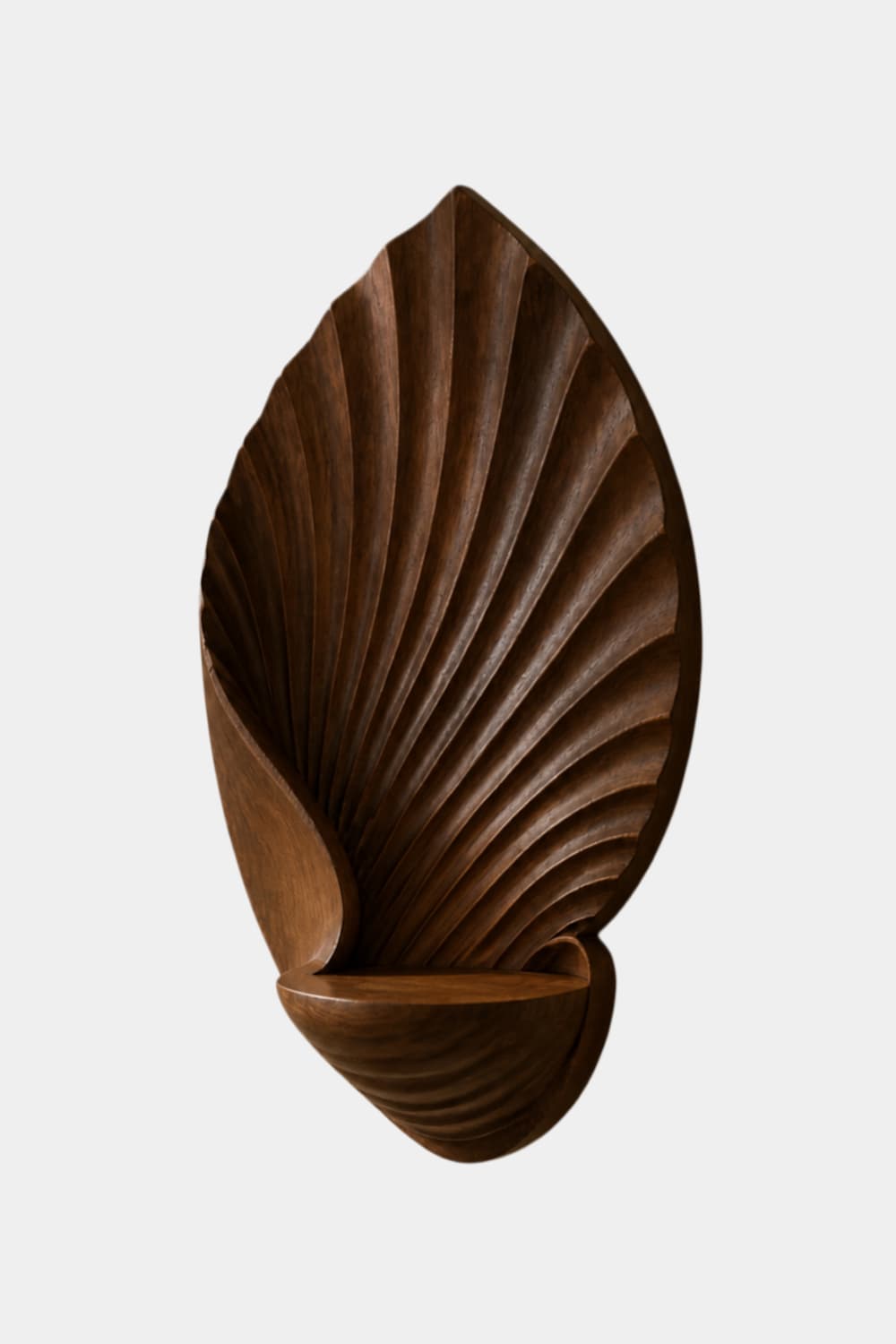 Carved Wood Leaf Wall Relief | Floating Display Shelf