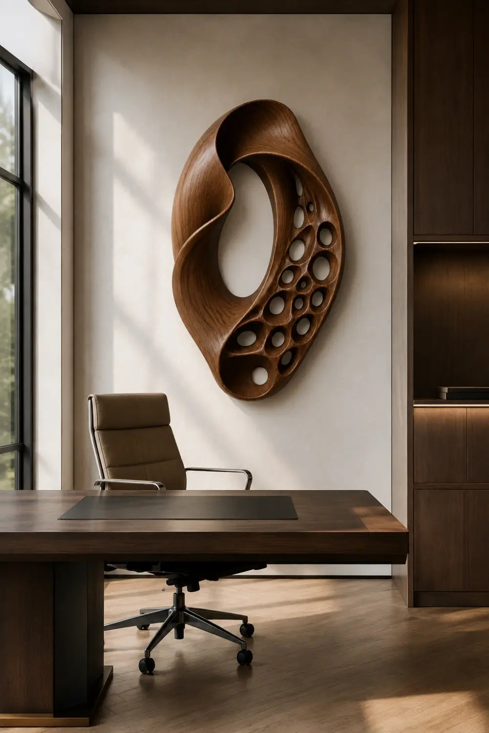 Modern Wood Loop Wall Relief | Carved Mobius Panel Art