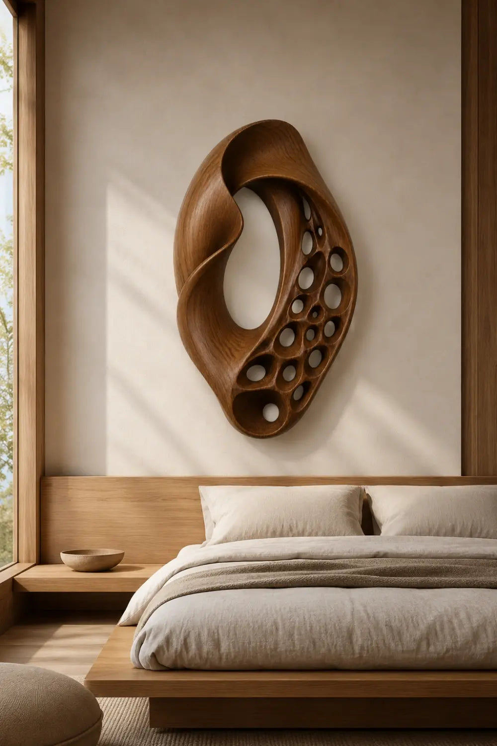 Modern Wood Loop Wall Relief | Carved Mobius Panel Art
