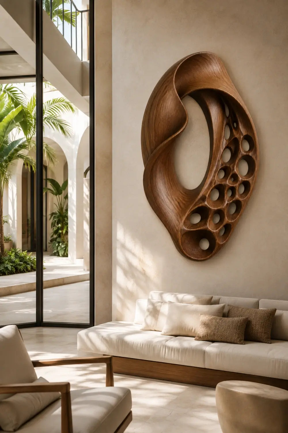 Modern Wood Loop Wall Relief | Carved Mobius Panel Art
