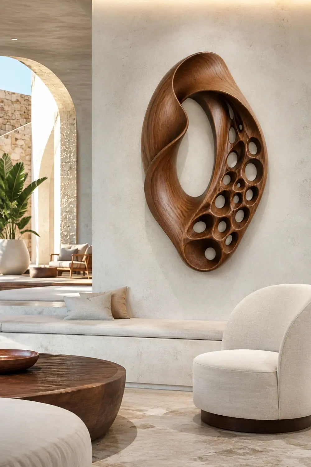 Modern Wood Loop Wall Relief | Carved Mobius Panel Art