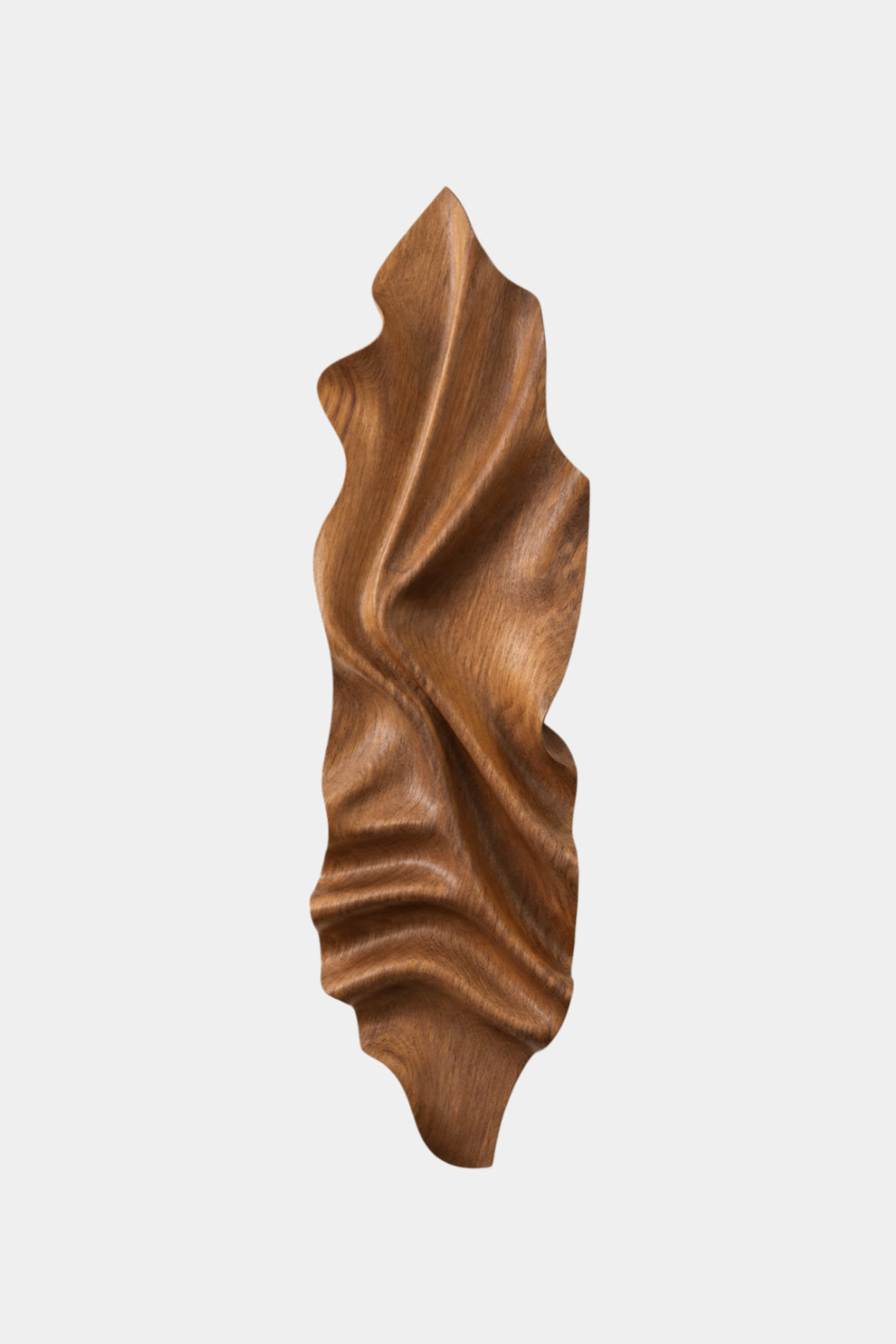 Vertical Wood Wall Relief | Organic Wave Carved Art