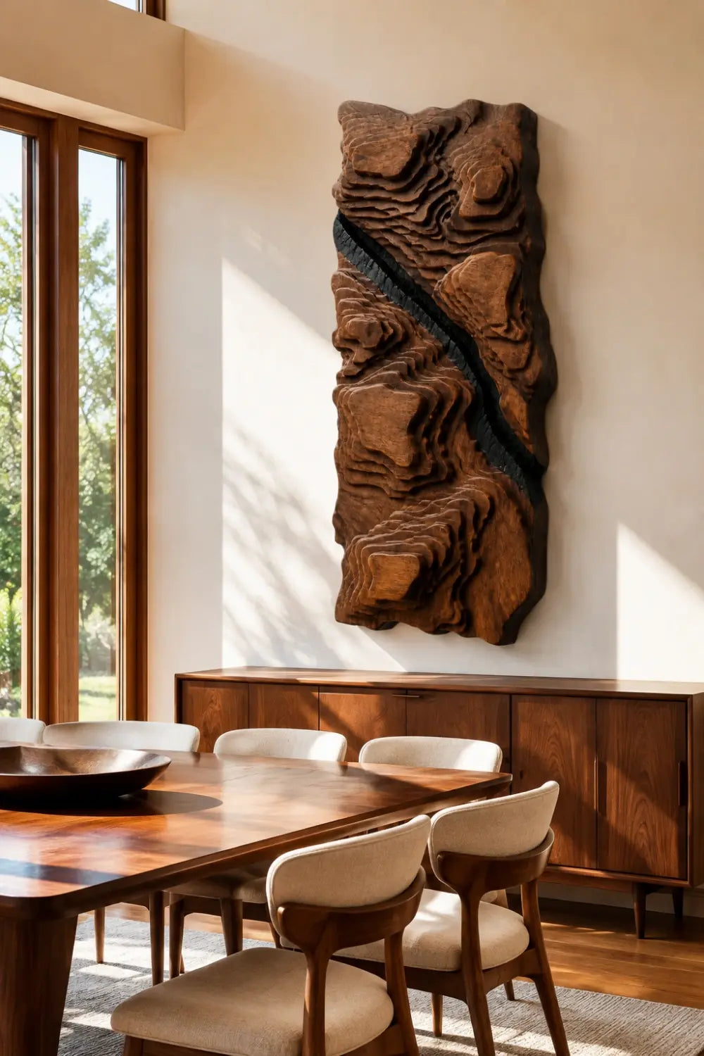 Topographic Wood Wall Relief | 3D Contour Panel Art