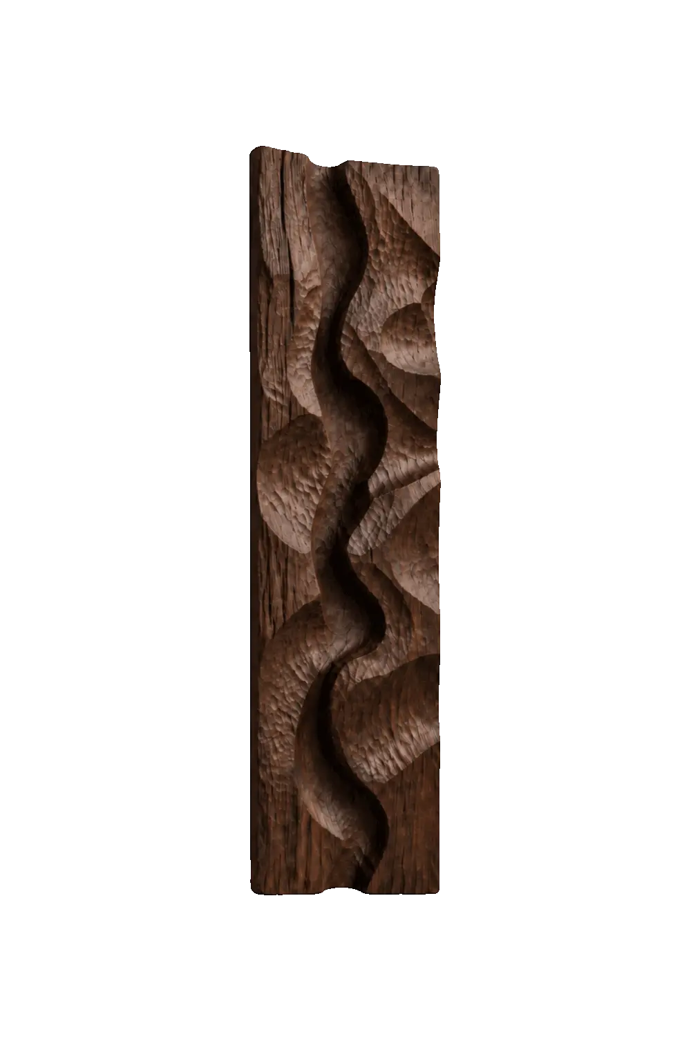 Modern Brown Wood Wall Art | Carved Wave Wall Sculpture for Living Space