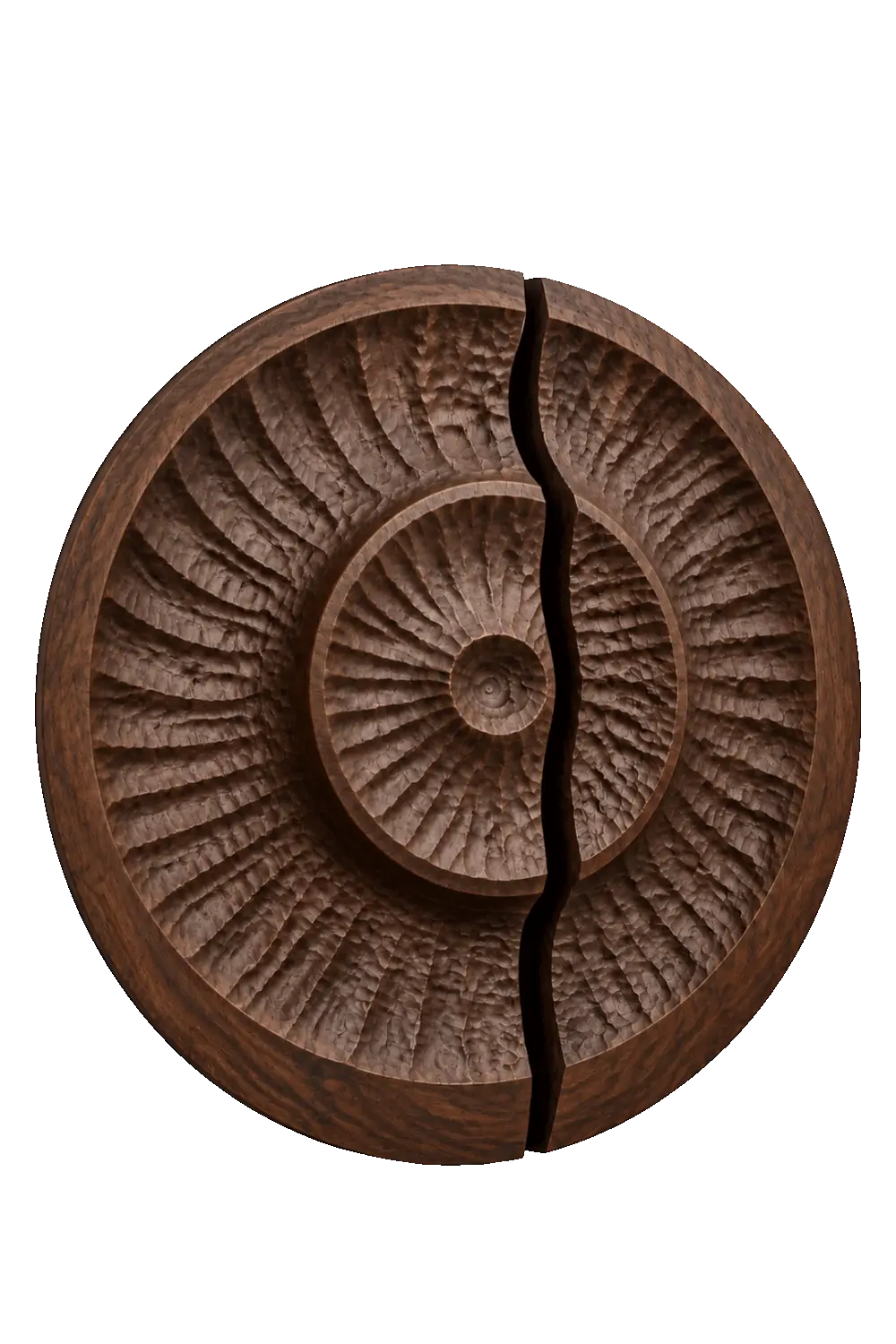Round Carved Wooden Wall Art Sculpture | Modern Textured Relief Decor Panel