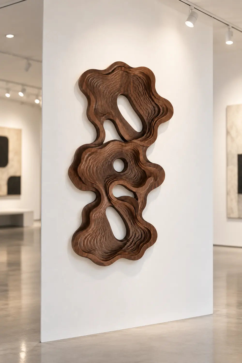 Modern Topographic Layered Wood Wall Art | Carved Abstract Relief Panel