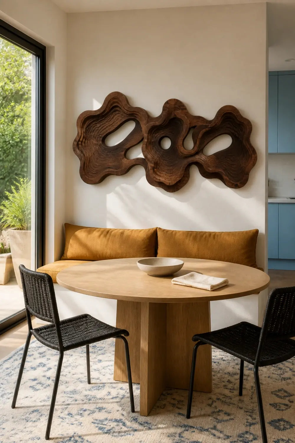 Modern Topographic Layered Wood Wall Art | Carved Abstract Relief Panel