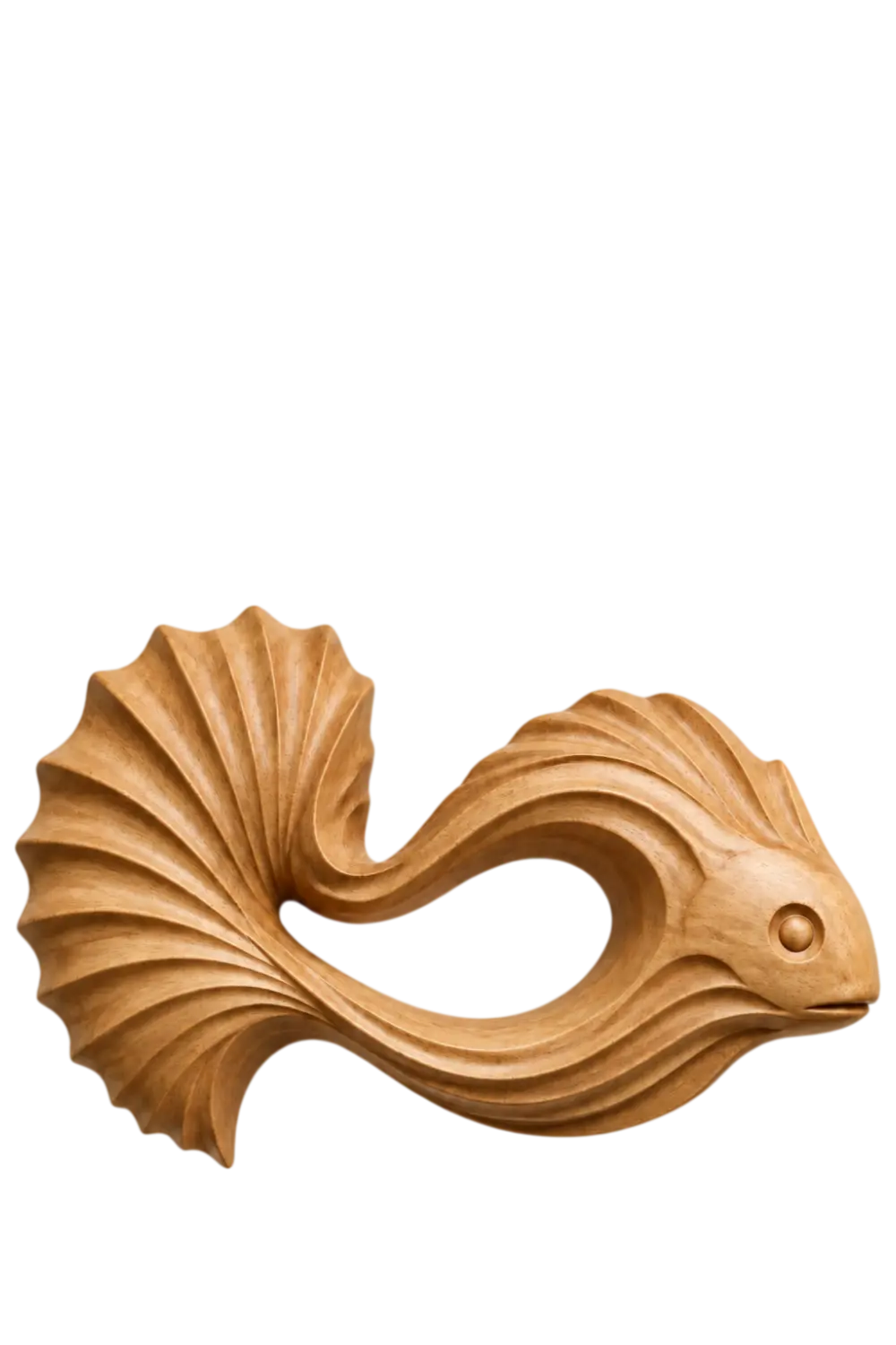 Carved Wooden Betta Fish Wall Art Sculpture | Modern Aquatic Relief Decor