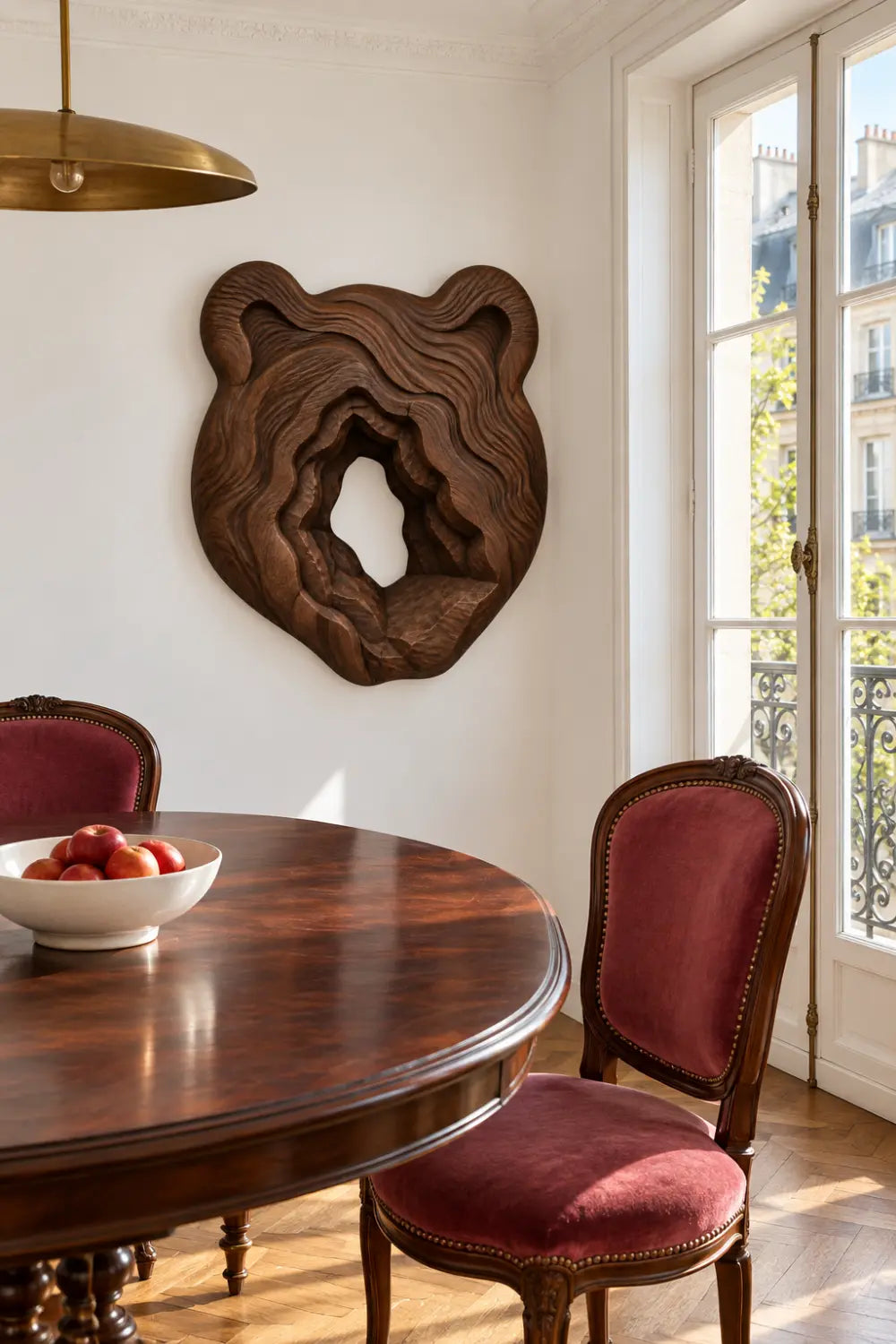 Carved Wooden Bear Head Wall Sculpture | Rustic Layered Wildlife Relief Decor