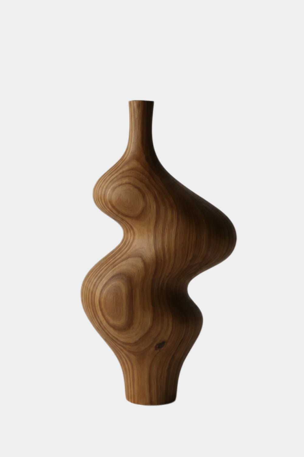 Wabi Sabi Wood Vase Decor | Modernist Curved Accent Vessel