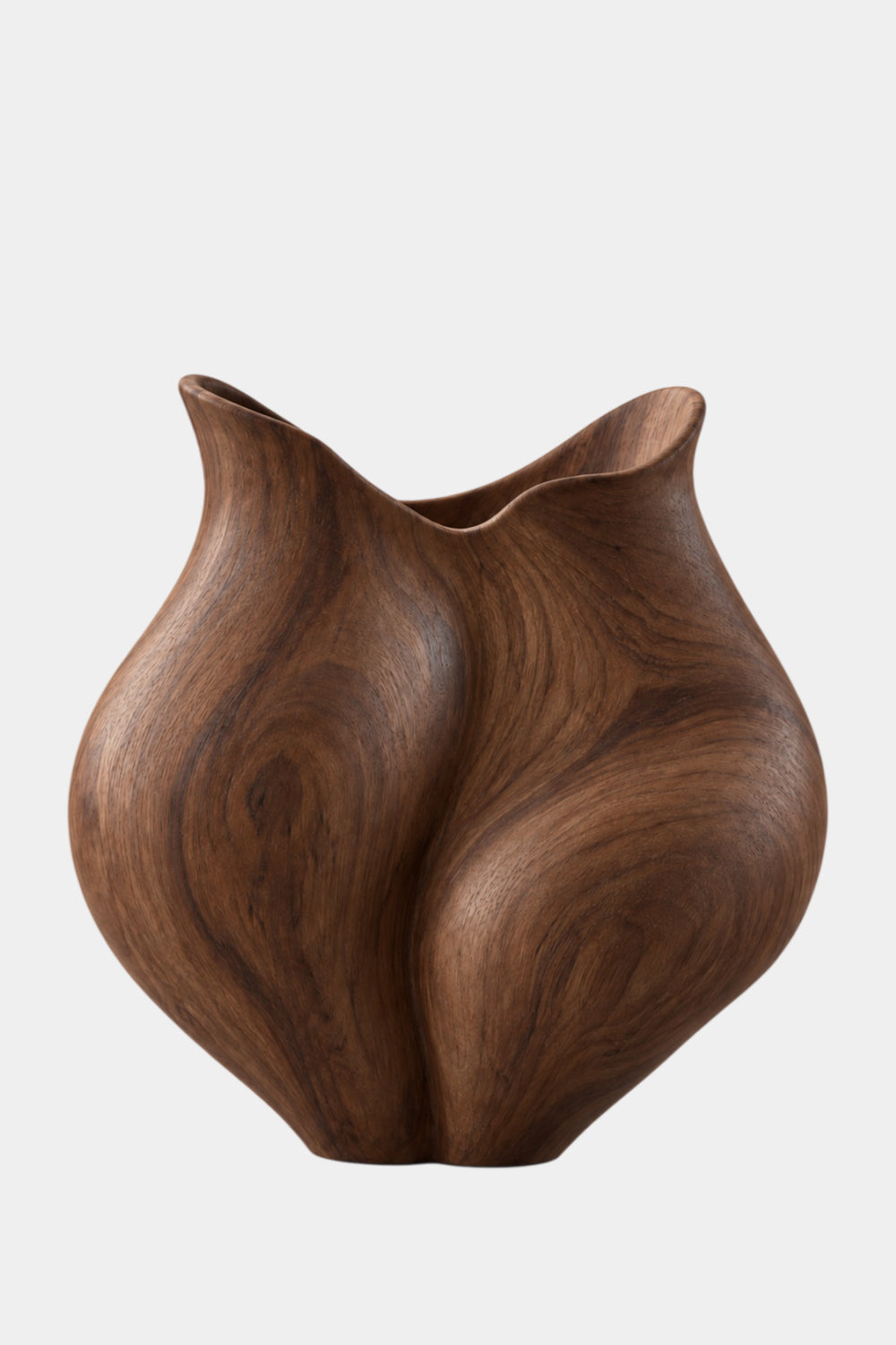 Organic Sculptural Wooden Vase | Smooth Curved Wood Vessel Accent Decor