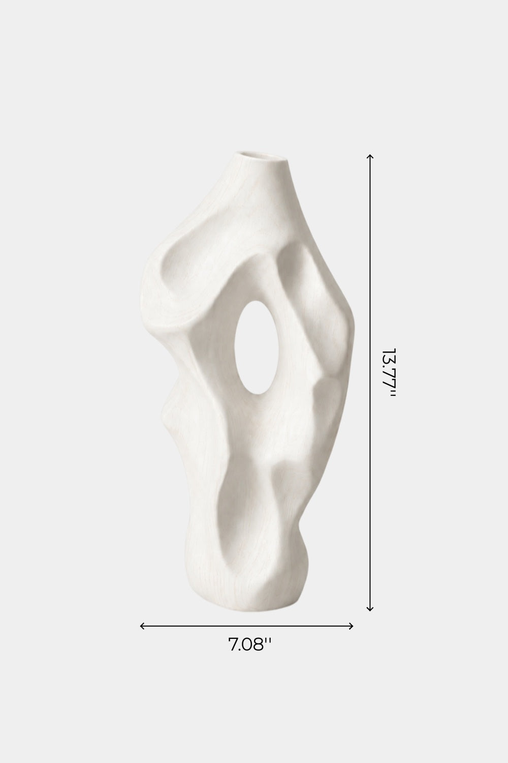 Minimalist Bleached Wooden Vase Sculpture | Modern Hollow Biomorphic Vessel Decor