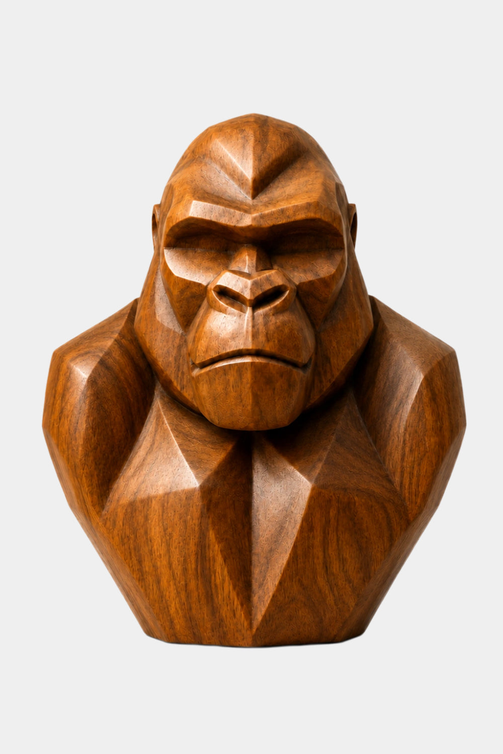 Faceted Wood Gorilla Bust | Bold Geometric Office Decor Unique Gift Idea