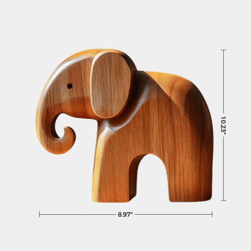 Wooden Elephant Statue Wood Sculpture Wooden Carved Animals Sculpture