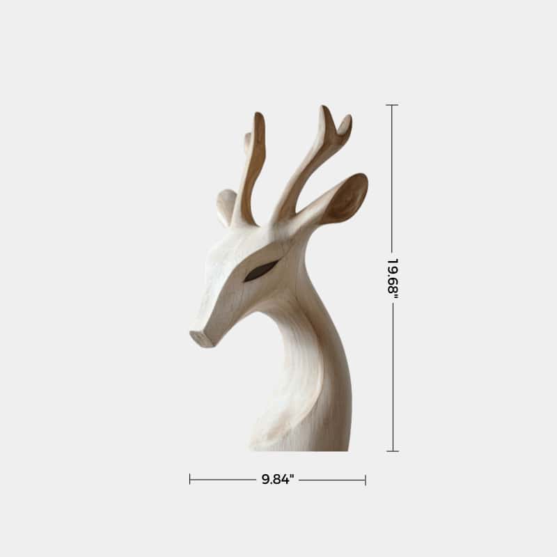Handcrafted Wooden Deer Head Wooden Deer Head Sculpture Wood Deer Figurine For Home