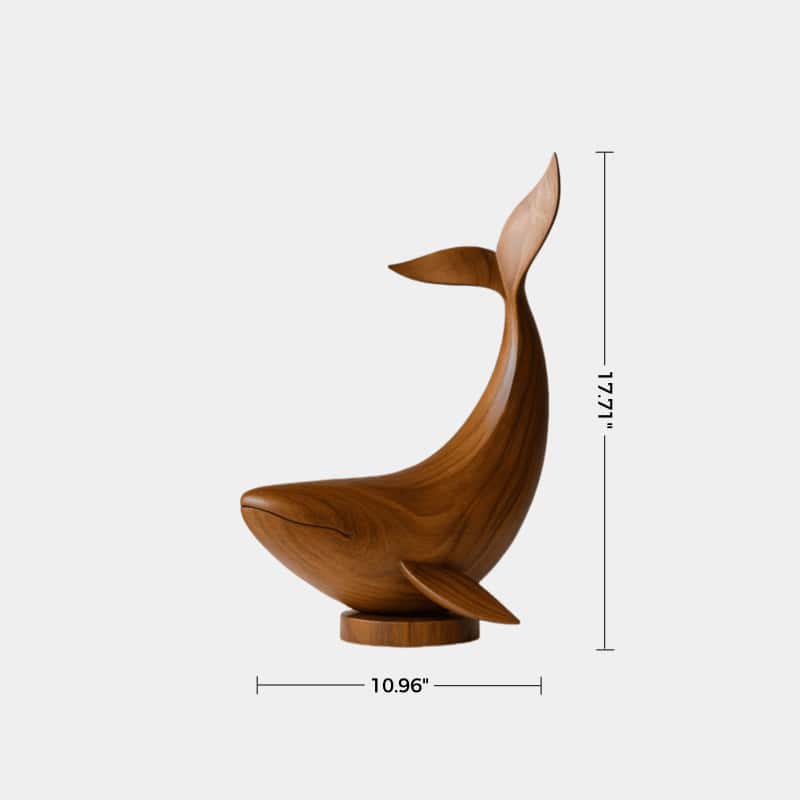 Modern Wooden Fish Sculpture Abstract Handcarved Decor Piece Wood Art