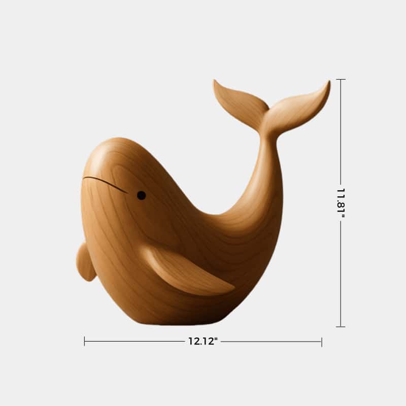 Modern Wooden Fish Sculpture Abstract Handcarved Decor Piece Wood Art