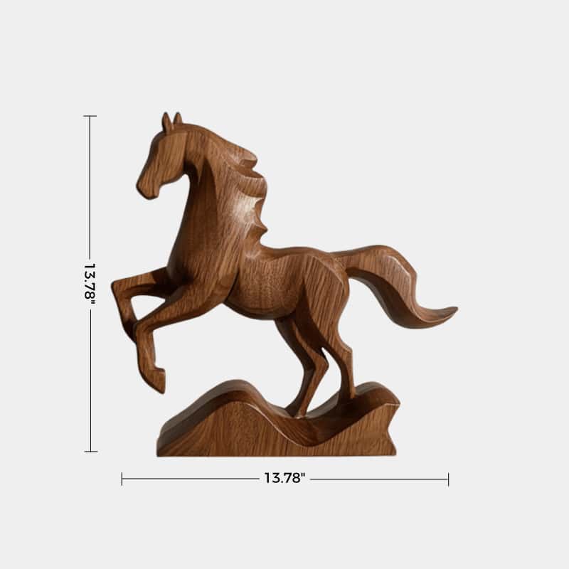 Abstract Wooden Horse Sculpture Animal Wood Sculpture Decor for Home