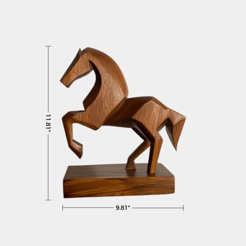 Abstract Wooden Horse Sculpture Animal Wood Sculpture Decor for Home