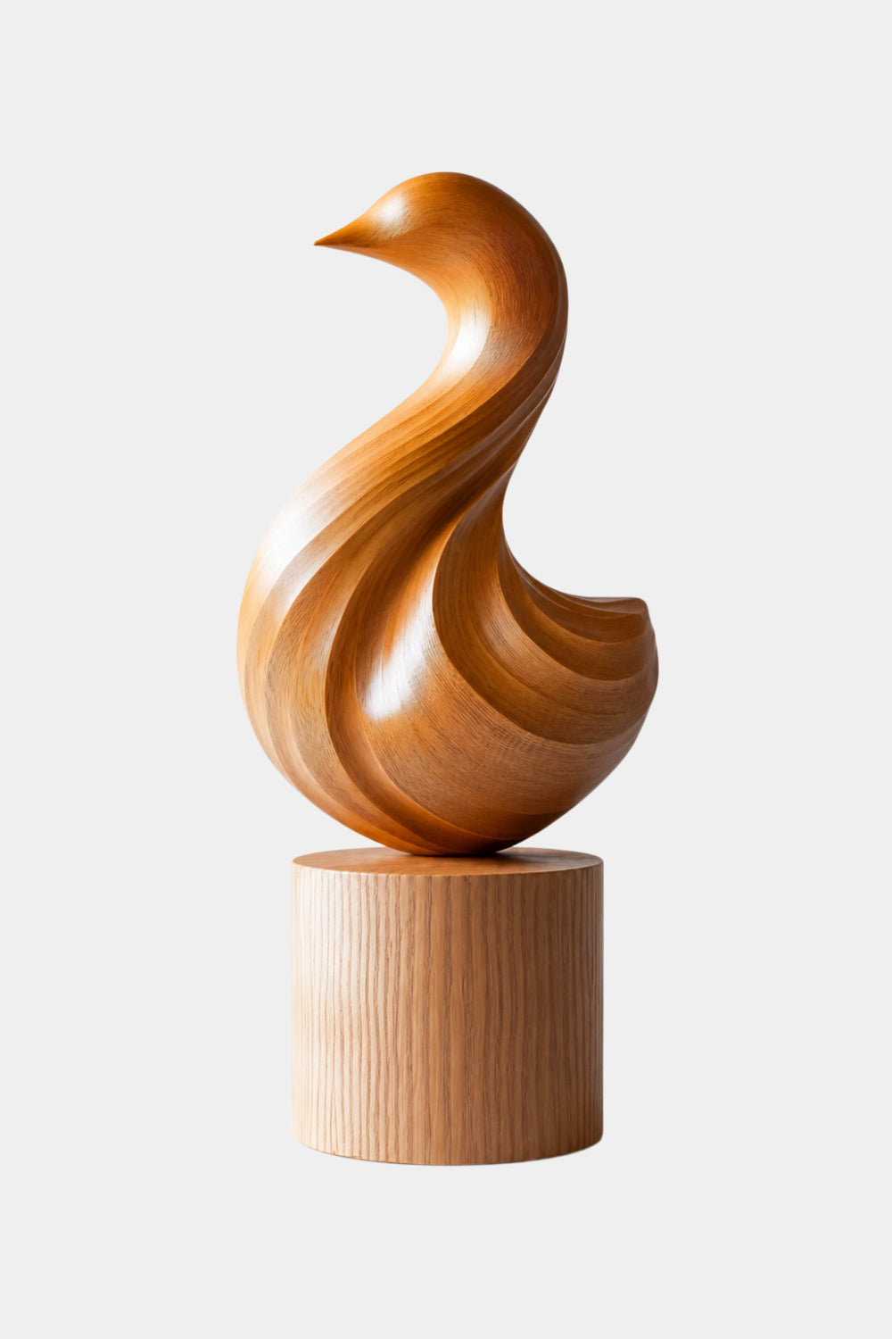 Fluid Abstract Wood Bird Sculpture | Modern Biomorphic Decor & Elegant Gift
