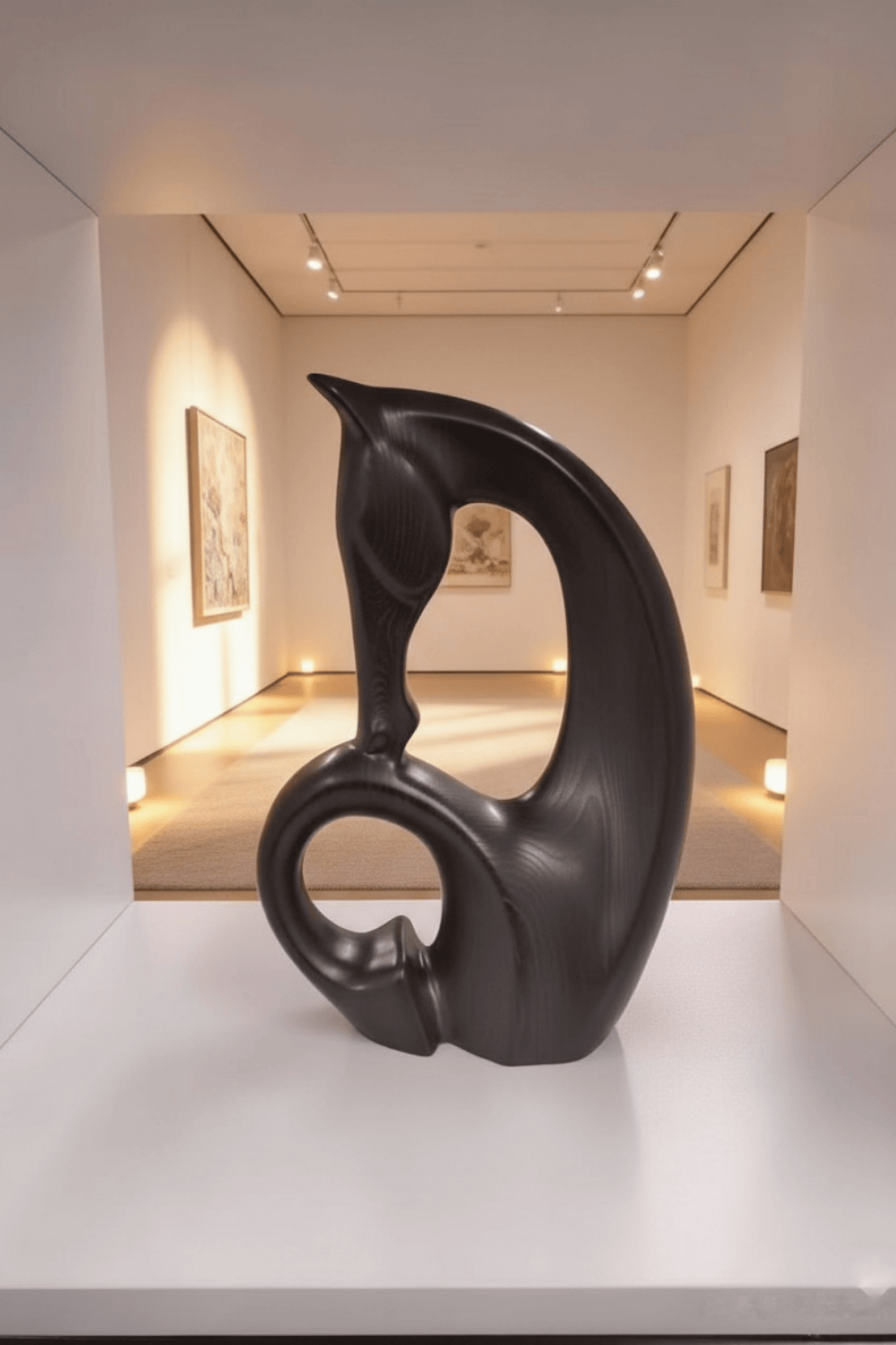 Abstract Blacnk Wooden Horse Sculpture Animal Wood Sculpture Decor for Home