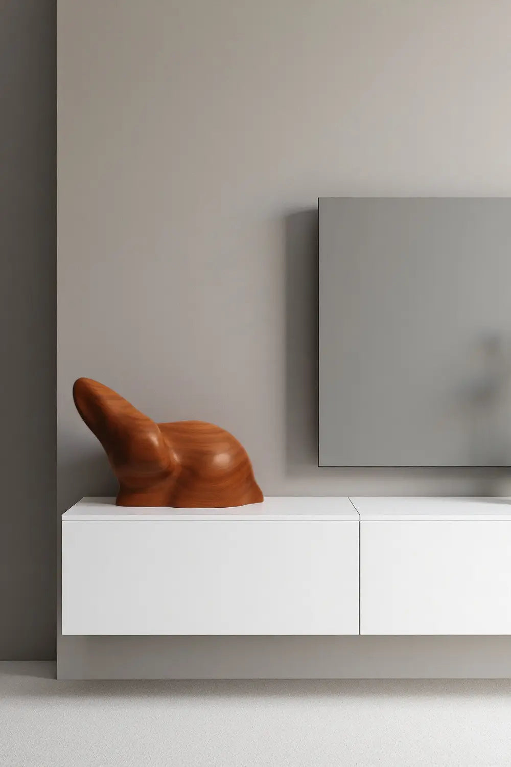 Abstract Wooden Animal Rabbit Sculpture Handcrafted Minimalist Decor