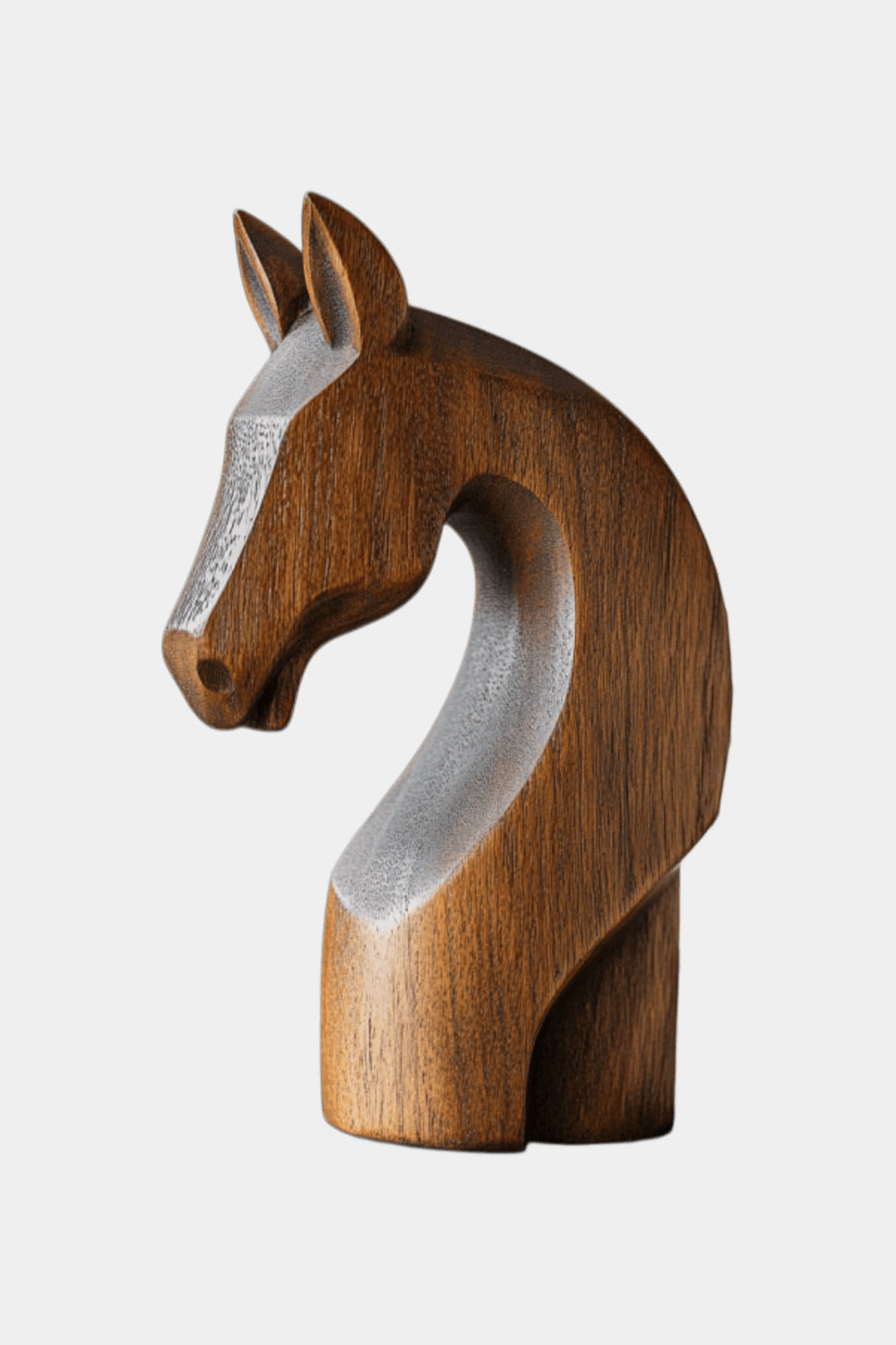 Modern Abstract Wood Horse Head Statue Handcrafted Animal Sculpture Decor