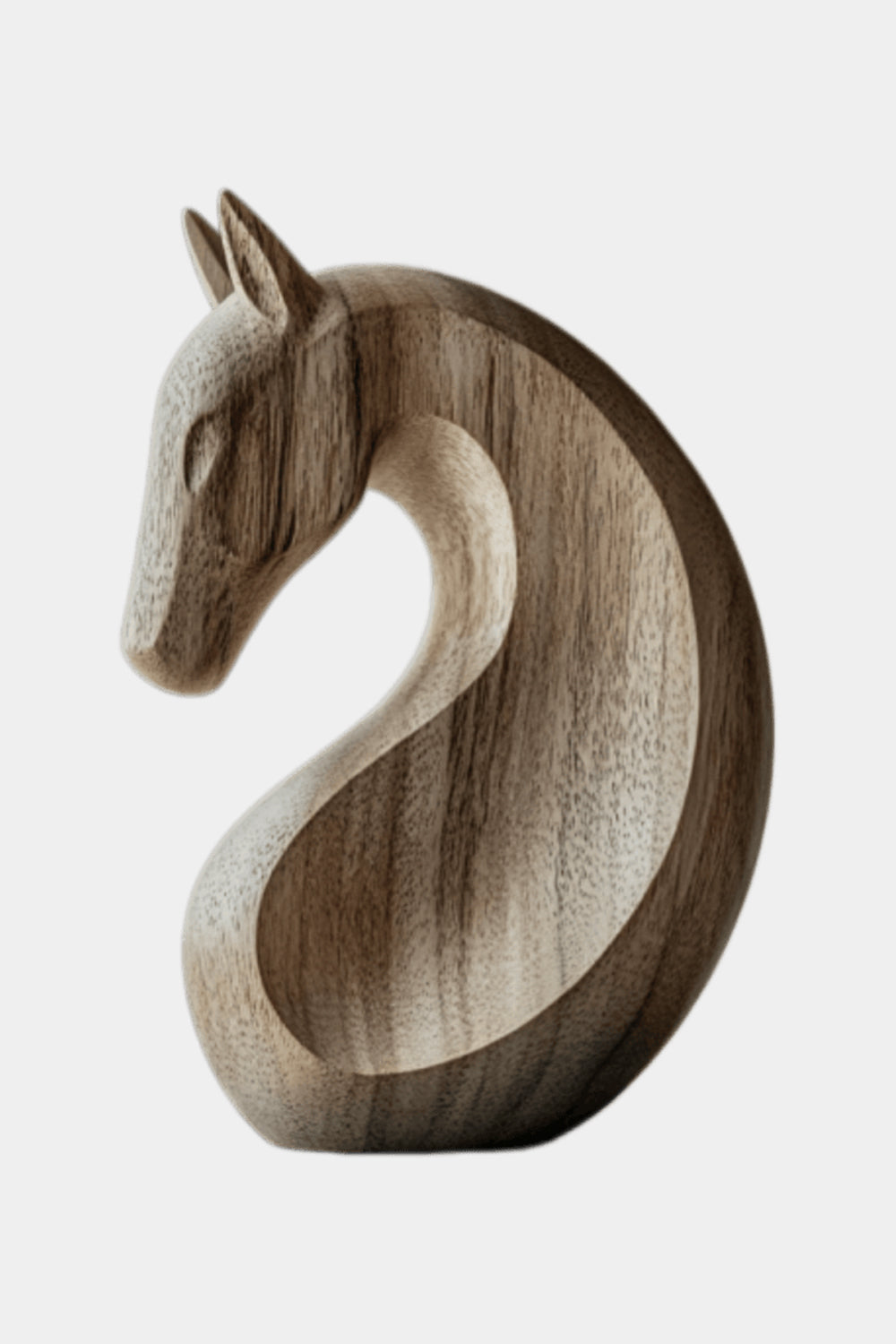 Modern Abstract Wood Horse Head Statue Handcrafted Animal Sculpture Decor