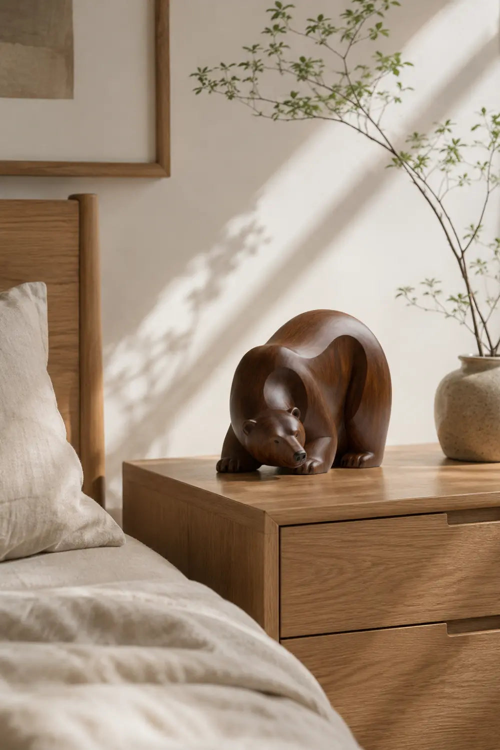 Handcrafted Abstract Wood Bear | Organic Modern Table Decor Nature Lover Gift