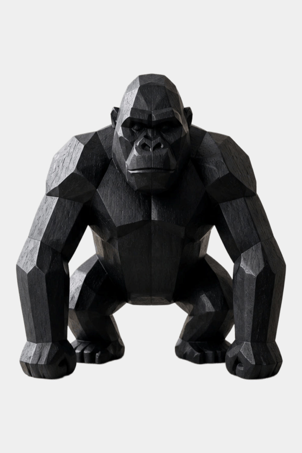 Hand-Carved Geometric Gorilla Wood Sculpture Modern Abstract Animal Art For Home Decor