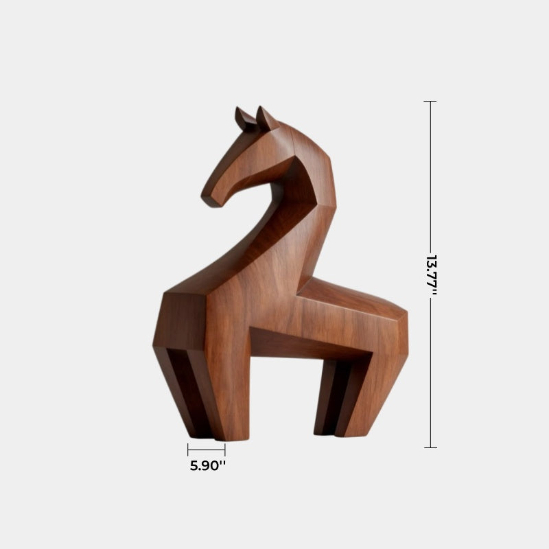 Handmade Abstract Wooden Horse Sculpture For Modern Home Decor