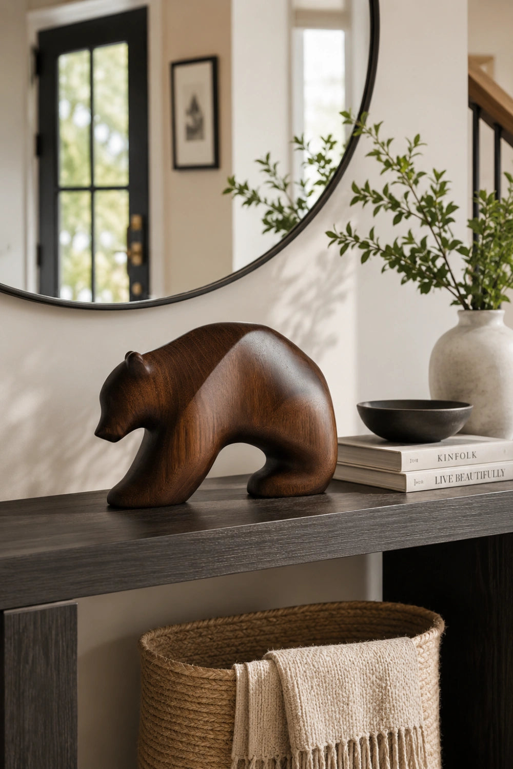 Modernist Grizzly Bear Wood Carving | Elegant Cabin Wildlife Decor