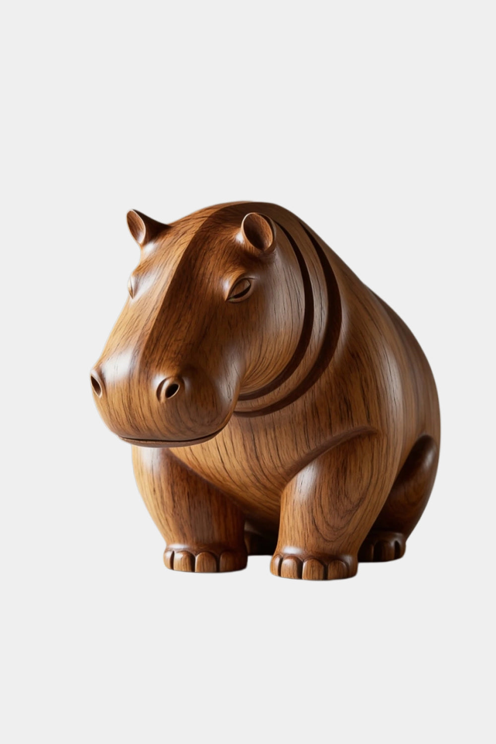 Solid Wood Hippopotamus Figurine | Premium Organic Modern Safari Decor