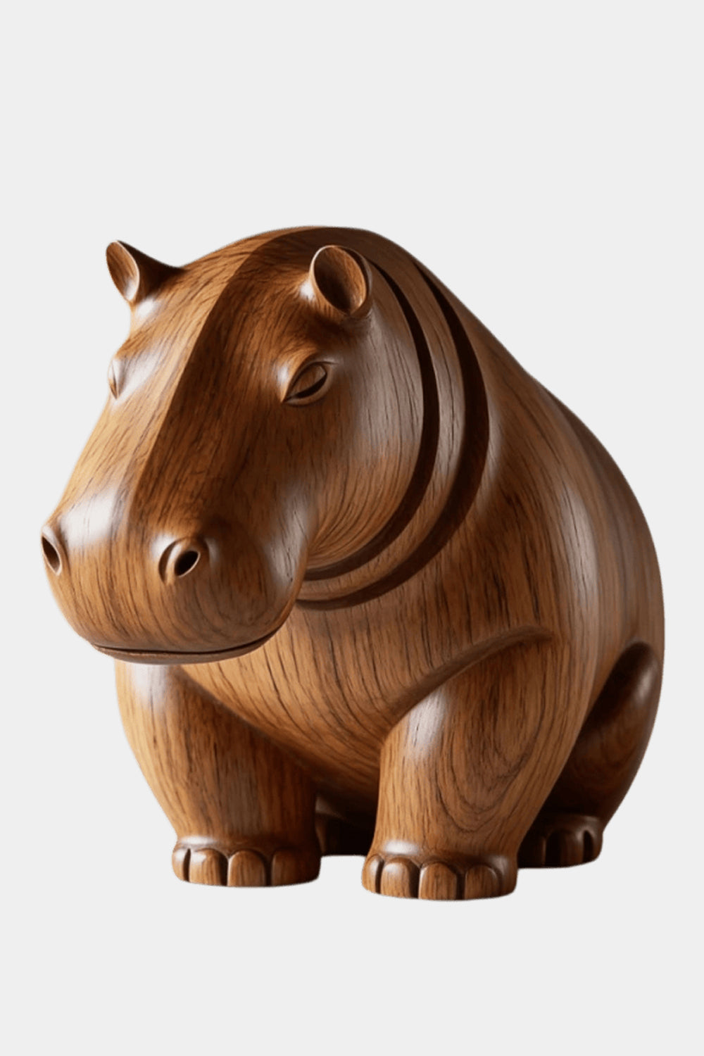 Solid Wood Hippopotamus Figurine | Premium Organic Modern Safari Decor