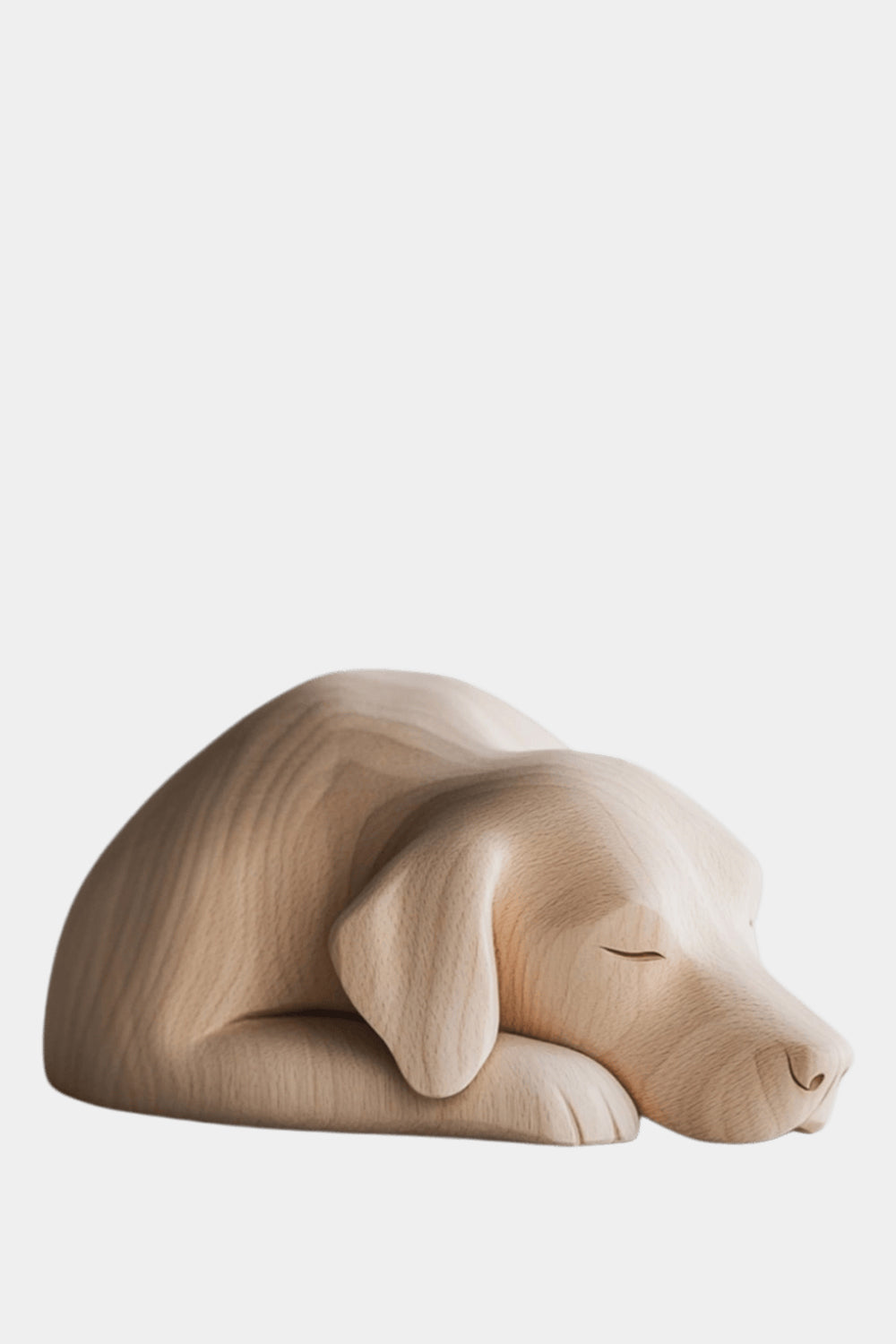 Serene Light Wood Dog Statuette | Peaceful Pet Remembrance Gift