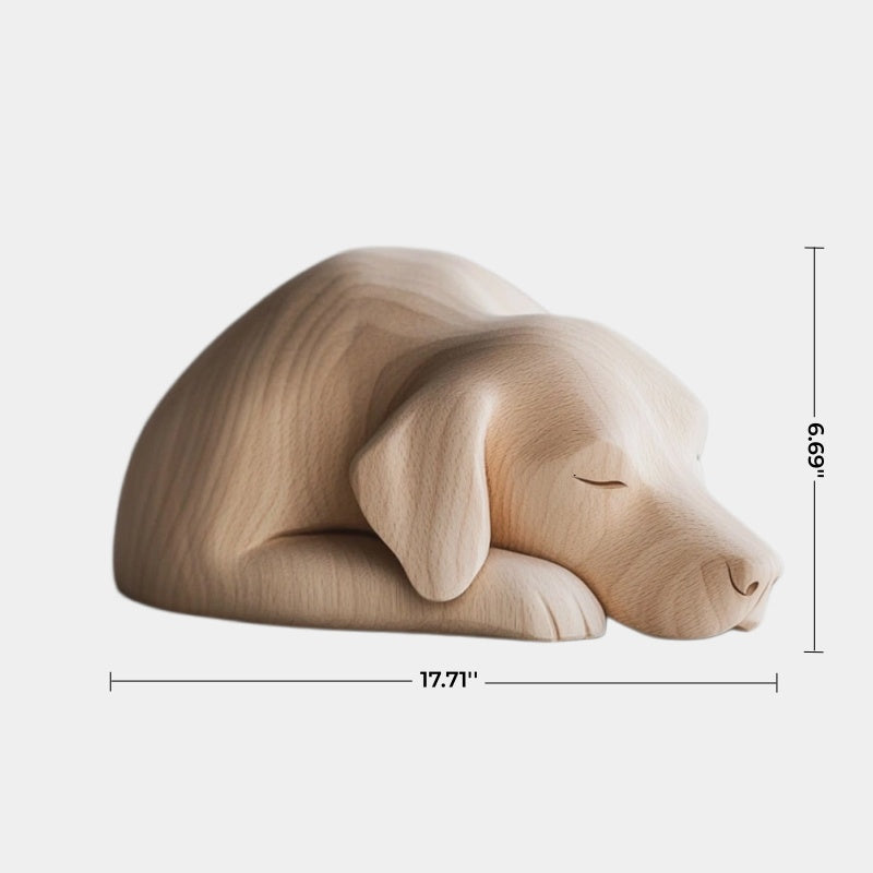 Serene Light Wood Dog Statuette | Peaceful Pet Remembrance Gift