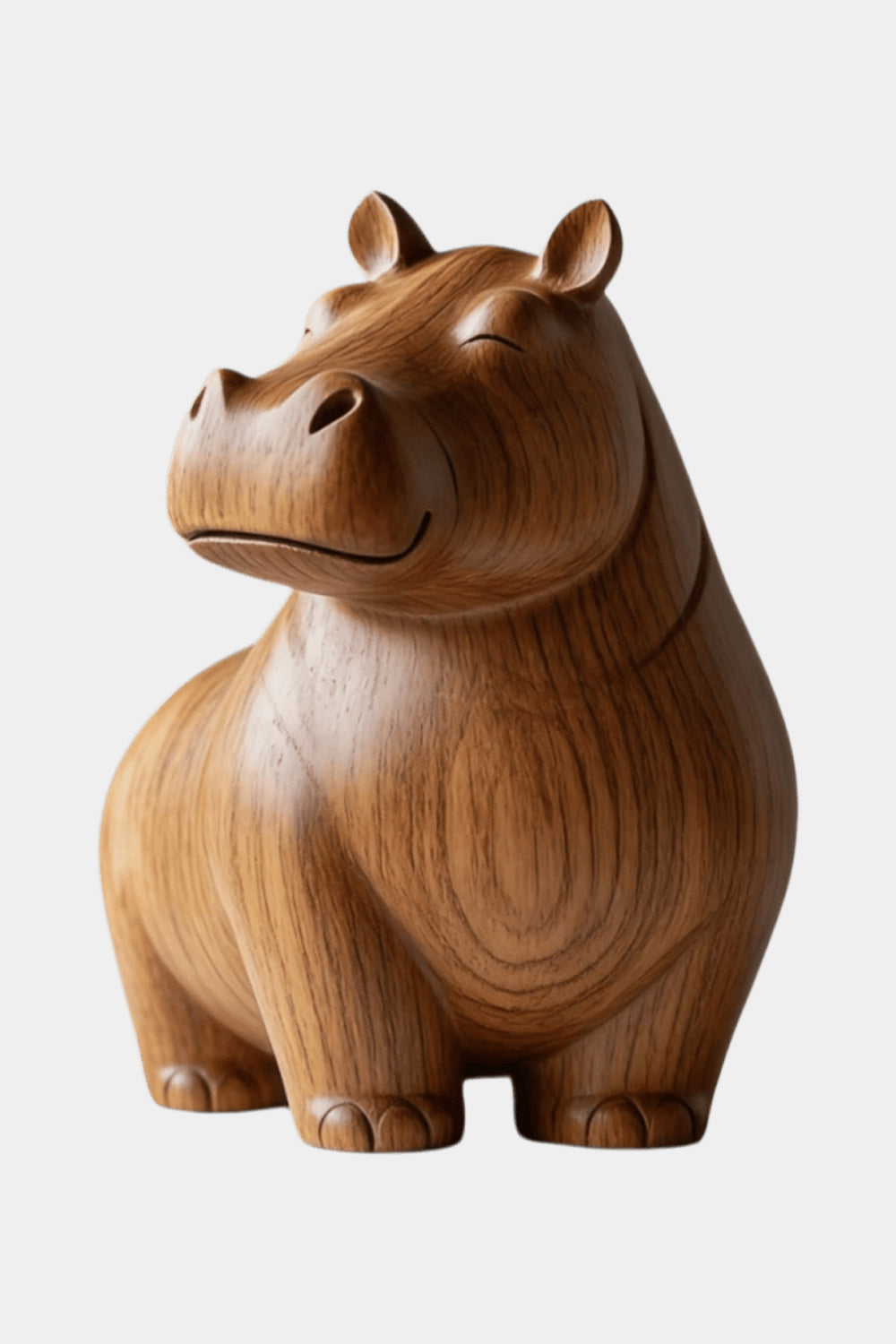 Whimsical Wood Hippo Figurine | Minimalist Animal Decor | Charming Gift Idea