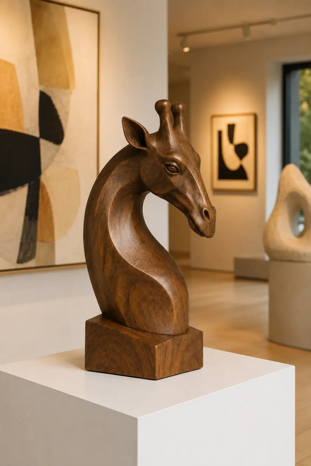 Contemporary Wood Giraffe Bust | Luxury Safari Home Decor | Meaningful Gift