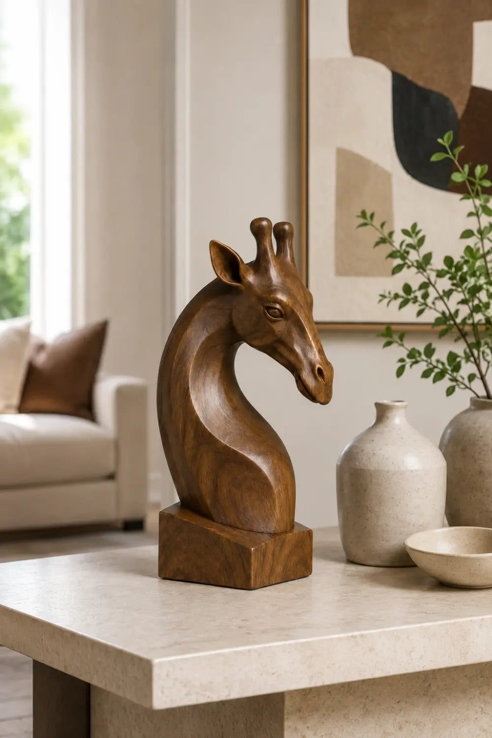 Contemporary Wood Giraffe Bust | Luxury Safari Home Decor | Meaningful Gift