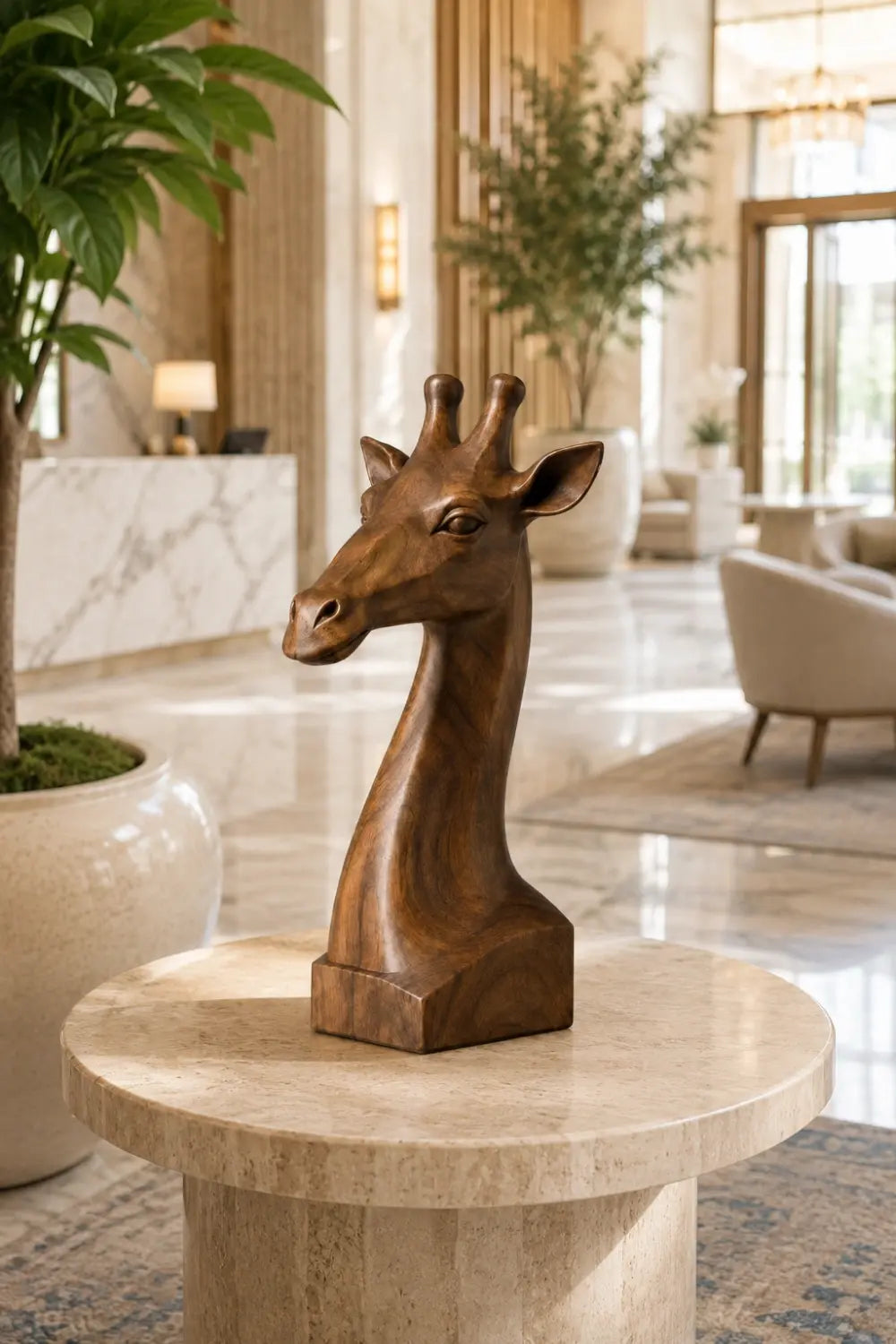 Refined Wood Giraffe Sculpture | Modern Organic Accent | Exquisite Gift Idea