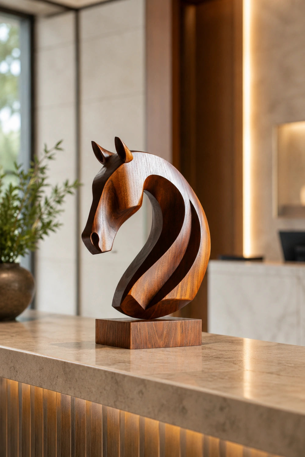 Abstract Stallion Wood Sculpture | Premium Equestrian Home Decor