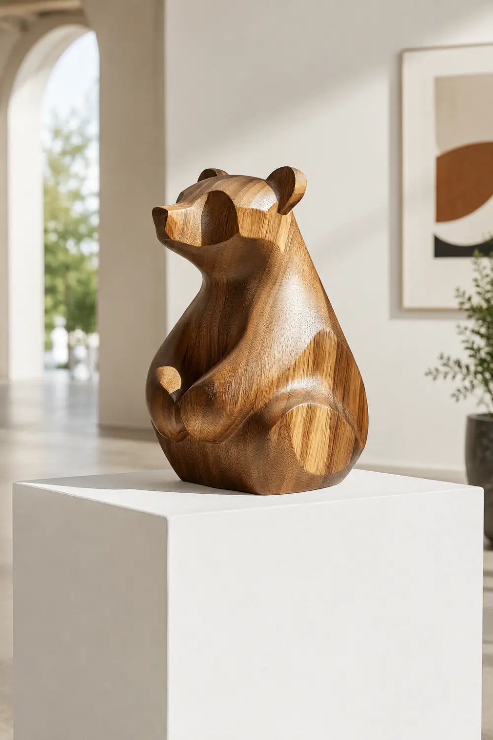 Modern Wood Bear Sculpture | Rustic Cabin Lodge Decor | Unique Forest Gift
