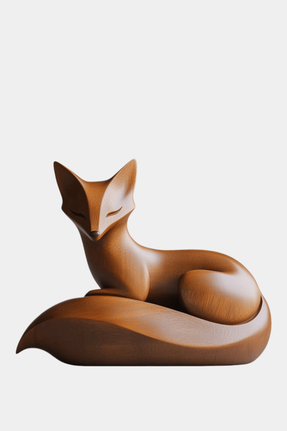 Chic Contemporary Wood Fox Figurine | Elegant Zen Desk Art