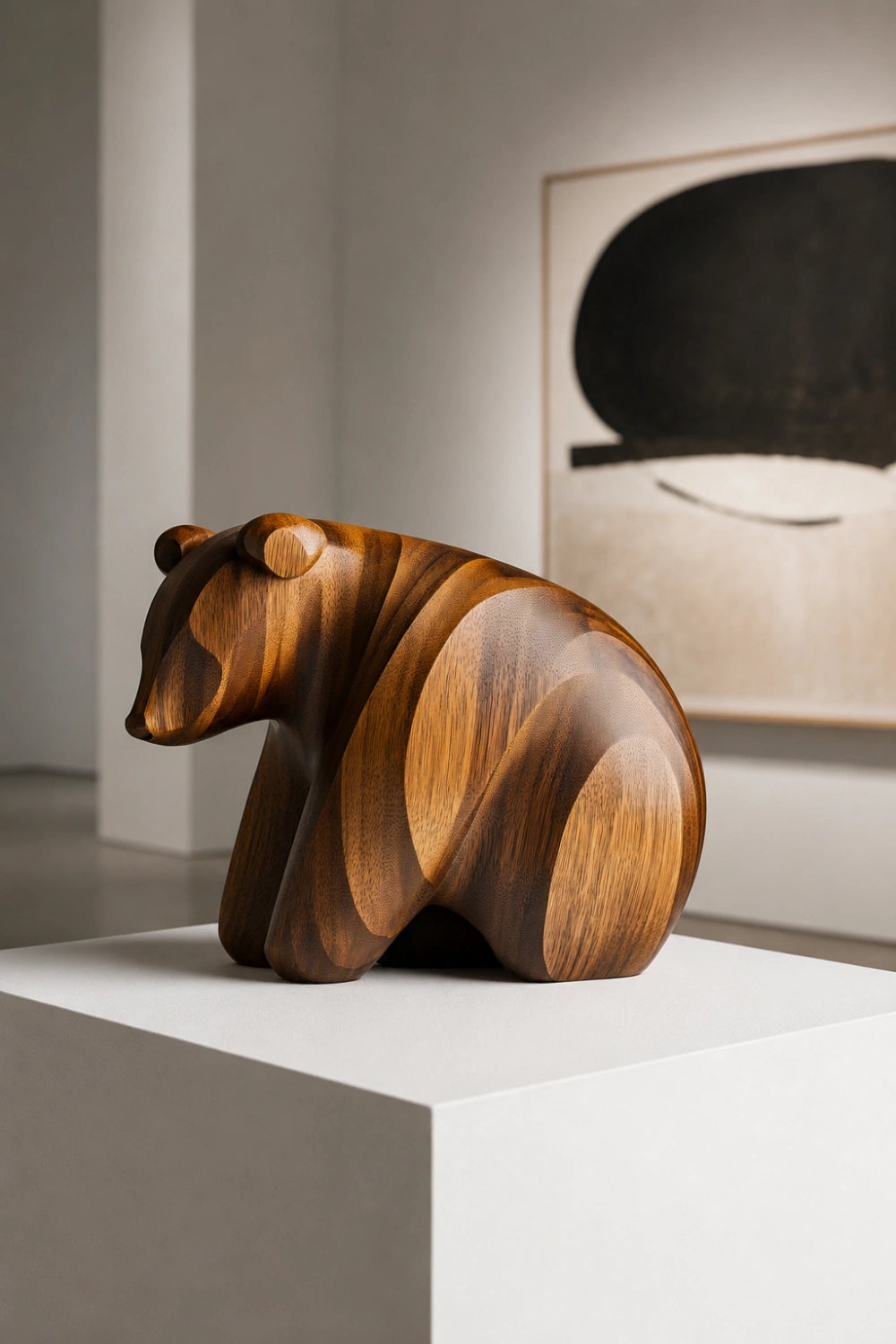 Abstract Wood Grizzly Bear Sculpture | Nordic Organic Wildlife Accent