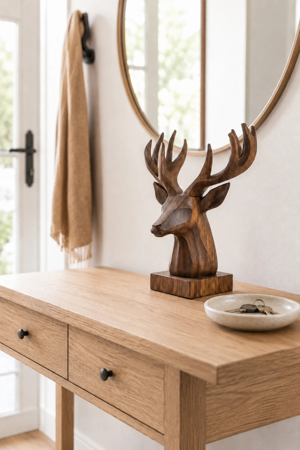 Geometric Wood Stag Sculpture | Modern Chalet Decor Piece | Prestige Gift Idea